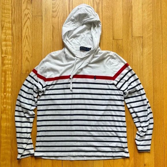 Polo by Ralph Lauren White and Red Striped Hoodie - Picture 1 of 3